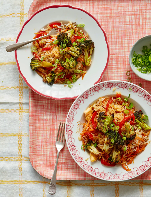 Sticky roasted broccoli fried rice