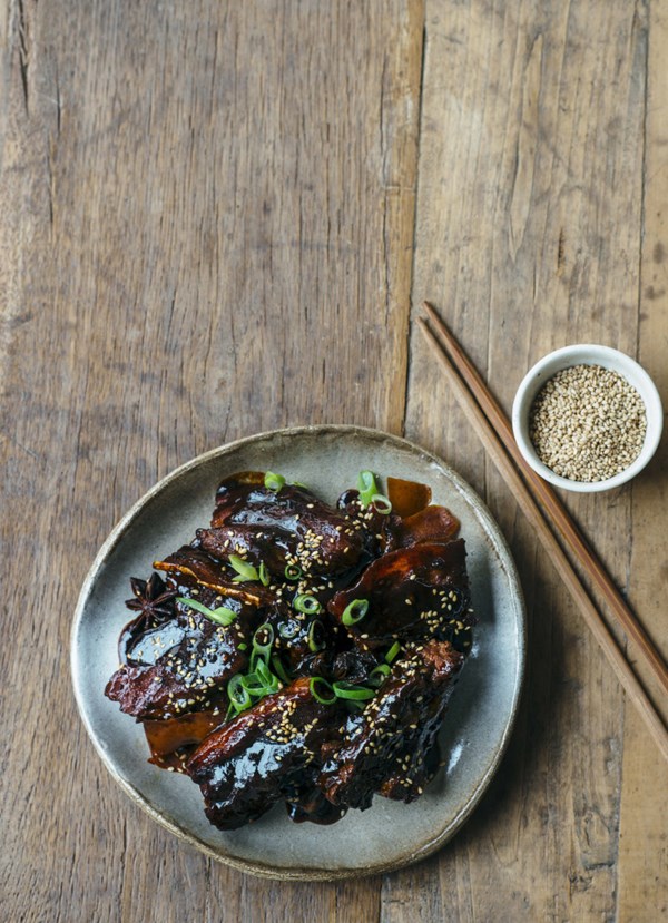 Sticky soy and spiced braised pork belly