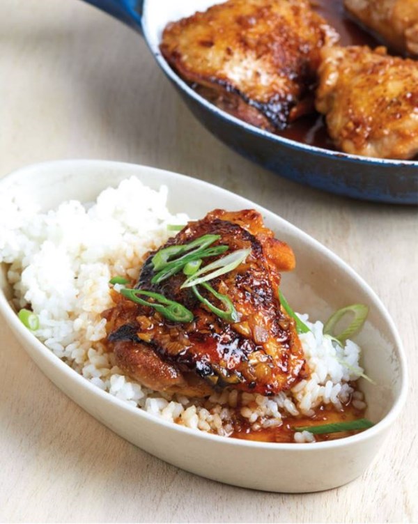 Sticky soy-ginger-garlic chicken thighs