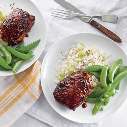 Sticky soy-hoisin chicken thighs