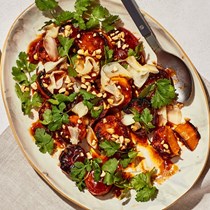 Sticky-spicy glazed sweet potatoes 