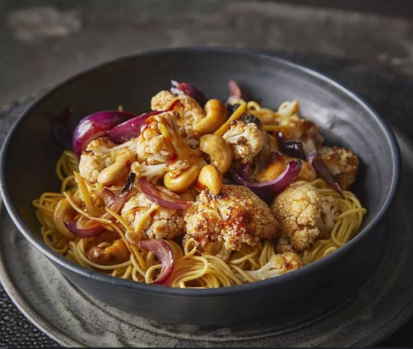 Sticky-sweet cauliflower noodles