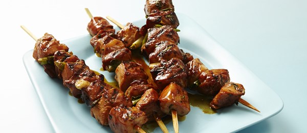 Sticky-sweet grilled chicken skewers
