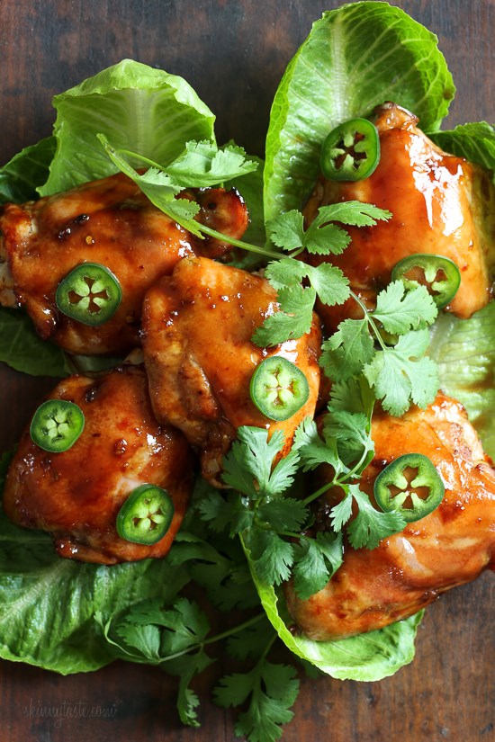 Sticky tamarind chicken with crisp lettuce