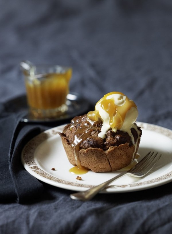 Sticky toffee and chocolate pudding tarts