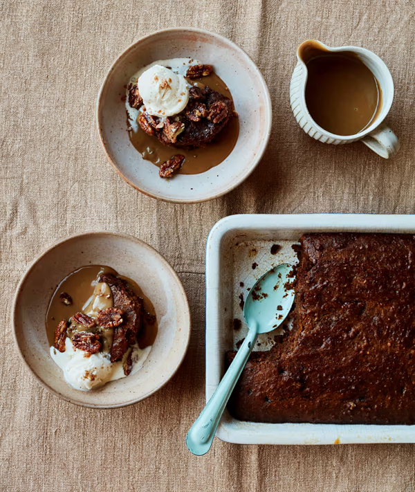 Sticky toffee and pecan pudding