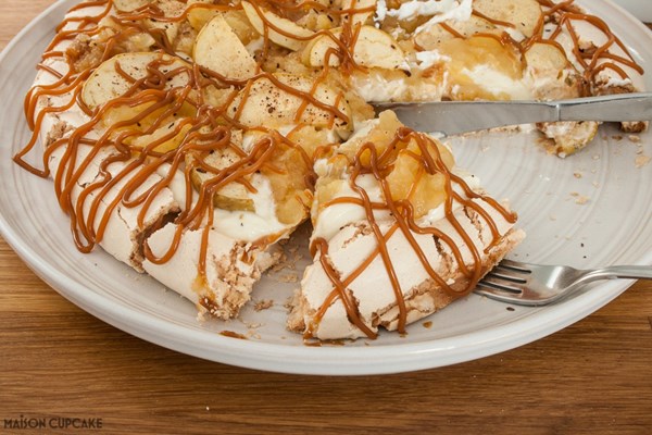 Sticky toffee apple Pavlova summer dessert