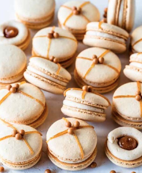 Sticky toffee macarons