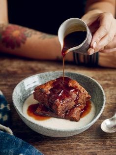 Sticky toffee pudding with sticky toffee sauce