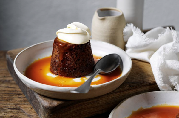 Sticky toffee puddings with burnt orange caramel