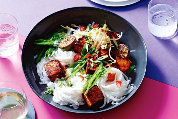 Sticky tofu noodles with coconut and lime