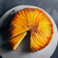 Sticky upside down mango and coconut cake