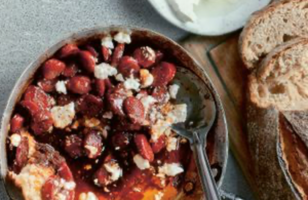 Sticky vinegar chorizo with feta