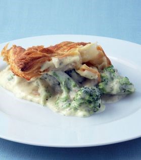 Stilton, broccoli and pine nut pie