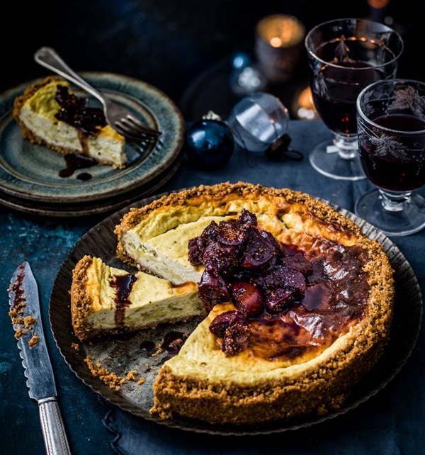 Stilton cheesecake with sticky Port figs