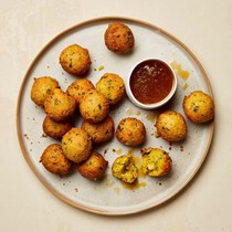 Stilton hush puppies with maple butter