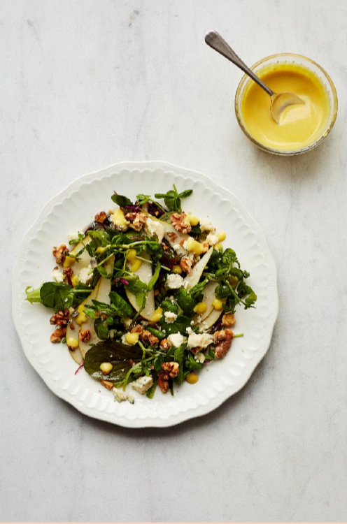 Stilton, pear and walnut salad