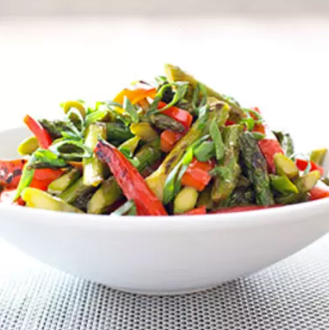 Stir-fried asparagus with red bell pepper