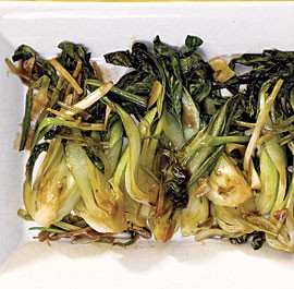 Stir-fried bok choy with garlic, ginger, and scallions