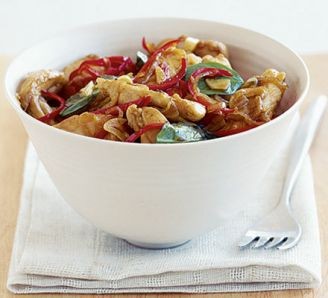 Stir-fried chicken with chillies and basil (Gai phad bai krapao)