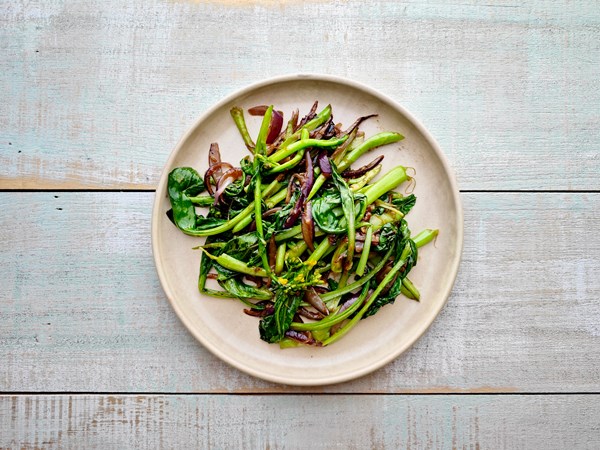 Stir-fried choy sum (Tumis caisim)