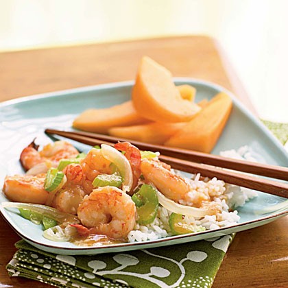 Stir-fried ginger shrimp