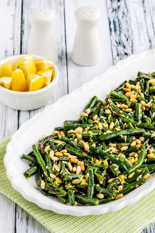 Stir-fried green beans with lemon, Parmesan, and pine nuts