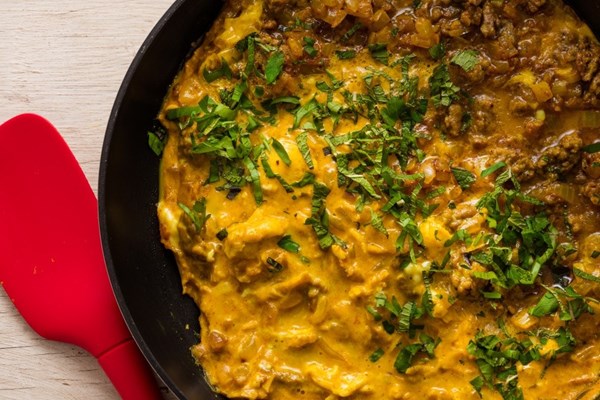 Stir-fried ground lamb and eggs