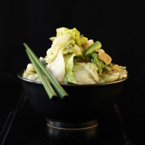 Stir-fried iceberg lettuce (Shoon chow saang choy)