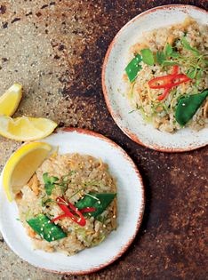 Stir-fried Japanese rice with Portuguese salt cod (bacalhau), yuzu kosho & lemon