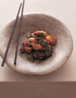 Stir-fried sea scallops with asparagus