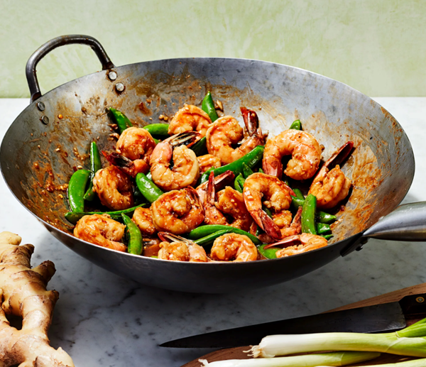 Stir-fried shrimp & sugar snap peas
