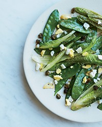 Stir-fried snow peas and romaine