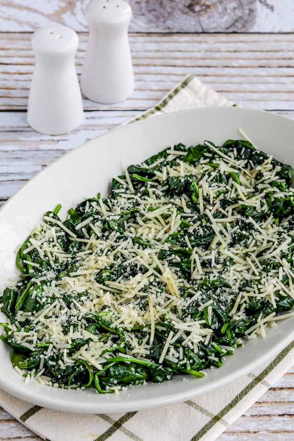 Stir-fried spinach with garlic and Parmesan