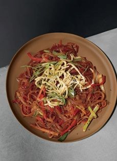Stir-fried sweet potato noodles (Japchae)