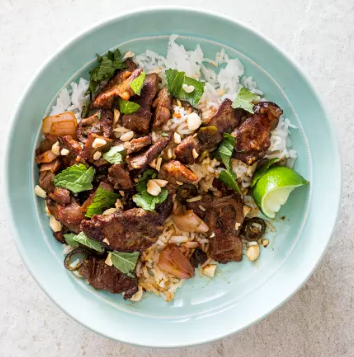 Stir-fried Thai-style beef with chiles and shallots