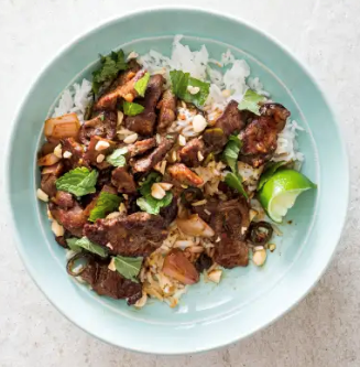 Stir-fried Thai-style beef with chiles and shallots