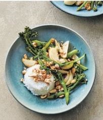 Stir fried turnips & broccoli with jasmine rice