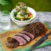 Stir-fry vegetables with steak