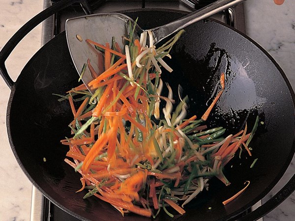 Stir-frying vegetables