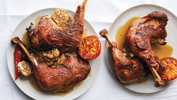 Stock-braised turkey legs