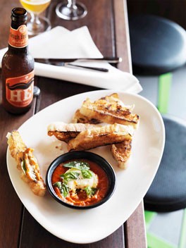 Stokehouse: Gympie Farm chèvre, tomato sugo and toasted pide