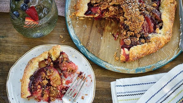 Stone fruit crostatas with pecan-crisp topping