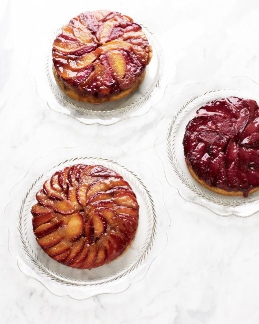 Stone fruit upside-down cakes