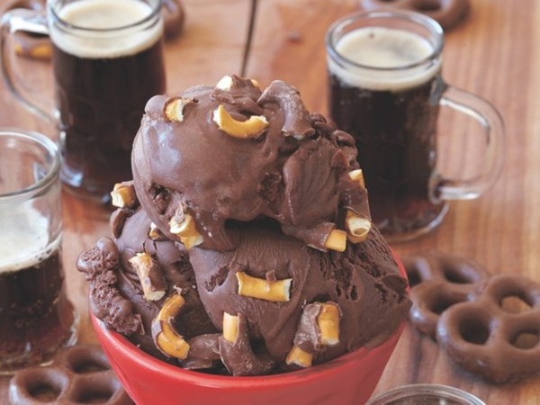 Stout and pretzels