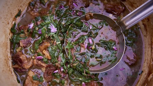 Stout-braised beef cheeks with cavolo nero