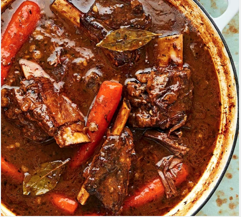 Stout-braised short ribs with horseradish & carrots