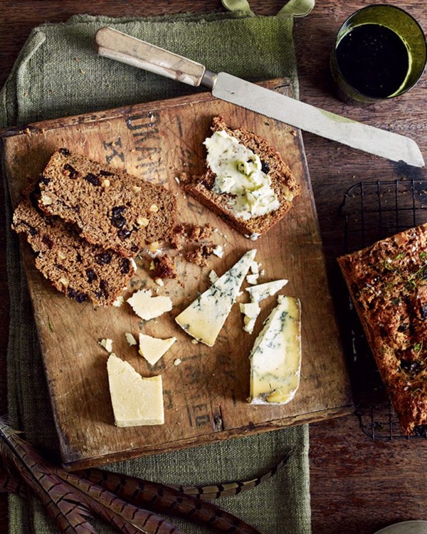 Stout, celeriac, orange and dried fruit loaf with winter herbs
