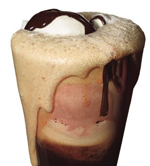 Stout floats with cocoa syrup