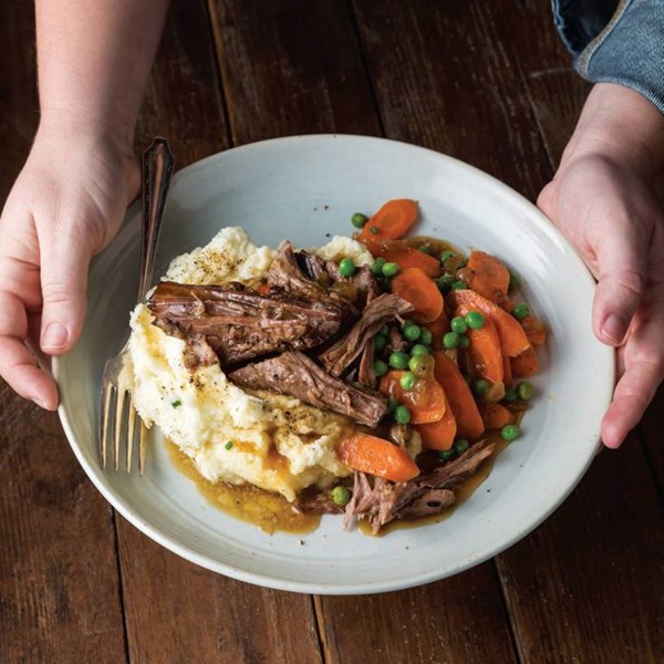 Stout pot roast and mashed potatoes